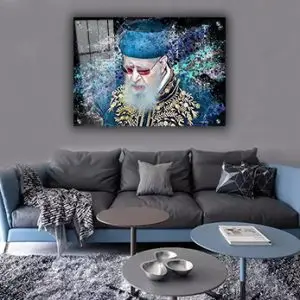 1590-ציור גרפיטי מודרני של הרב עובדיה יוסף על קנבס או זכוכית מחוסמת