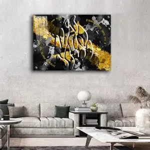 2577 – תמונה מעוצבת בגווני שחור וזהב של “האש שלי " על קנבס או זכוכית מחוסמת