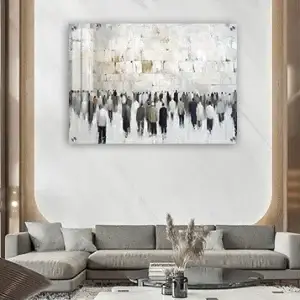 2029 - ציור קלאסי של הכותל בגוונים עדינים על קנבס או זכוכית