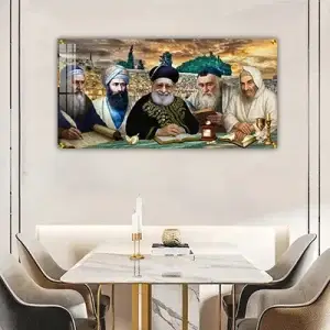 3011 - תמונת רבנים שונים על רקע הכותל בשעת שקיעה