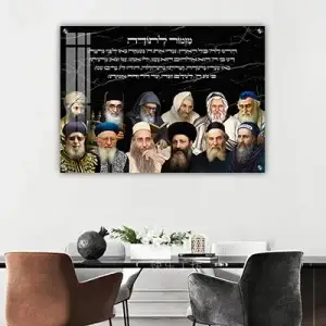 3080 - תמונה של רבנים על רקע שיש שחור וברכת מזמור לתודה