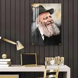 365 -  ציור של הרבי מלובביץ מחייך על קנבס או זכוכית מחוסמת