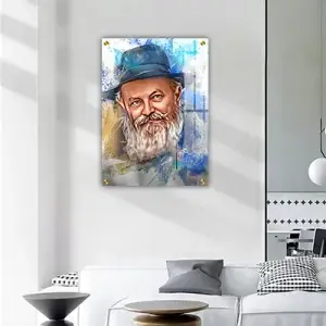 410 -  ציור גרפיטי מודרני של הרבי מלובביץ על קנבס או זכוכית מחוסמת