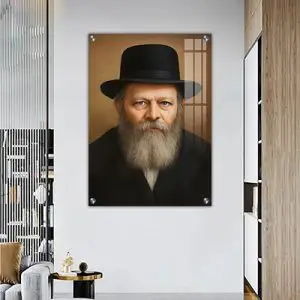 450 -  ציור דיוקן של הרבי מלובביץ' על קנבס או זכוכית