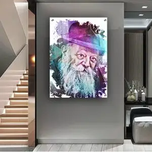 684 - ציור פופ ארט צבעוני של הרבי מליובאוויטש על קנבס או זכוכית