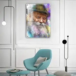 692 - ציור מיוחד של הרבי מלובביץ' על קנבס או זכוכית מחוסמת