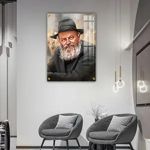 723 -  ציור מודרני של הרבי מלובביץ על קנבס או זכוכית מחוסמת