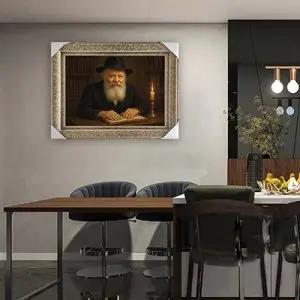 919 -  ציור שמן קלאסי של הרבי מלובביץ' להדפסה על קנבס או זכוכית